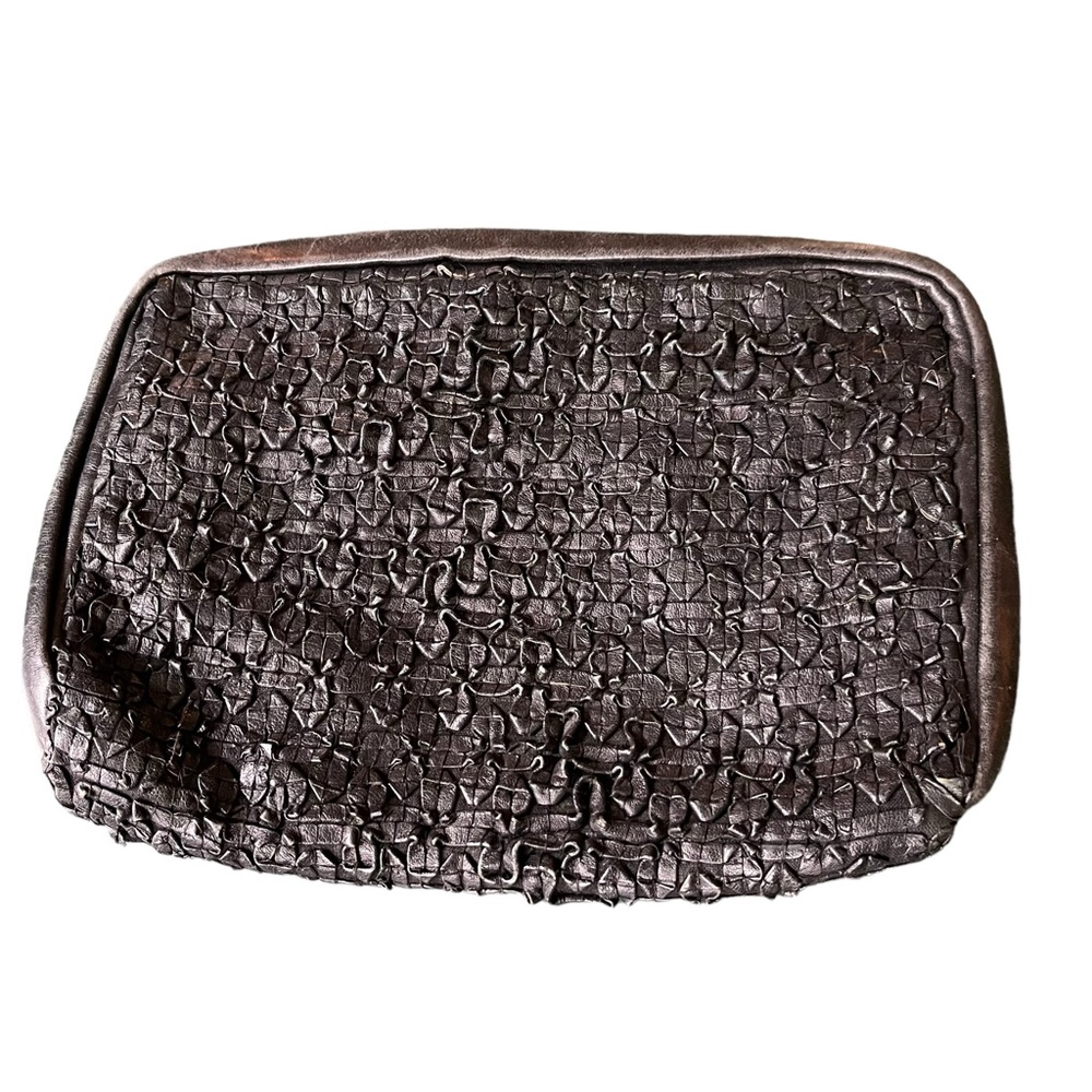 Black Leather Clutch Purse Made in France